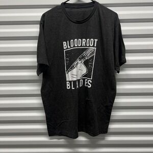 Bloodroot Blades Mens T-Shirt Size XL Gray Cotton Blend Graphic Knife Maker Tee